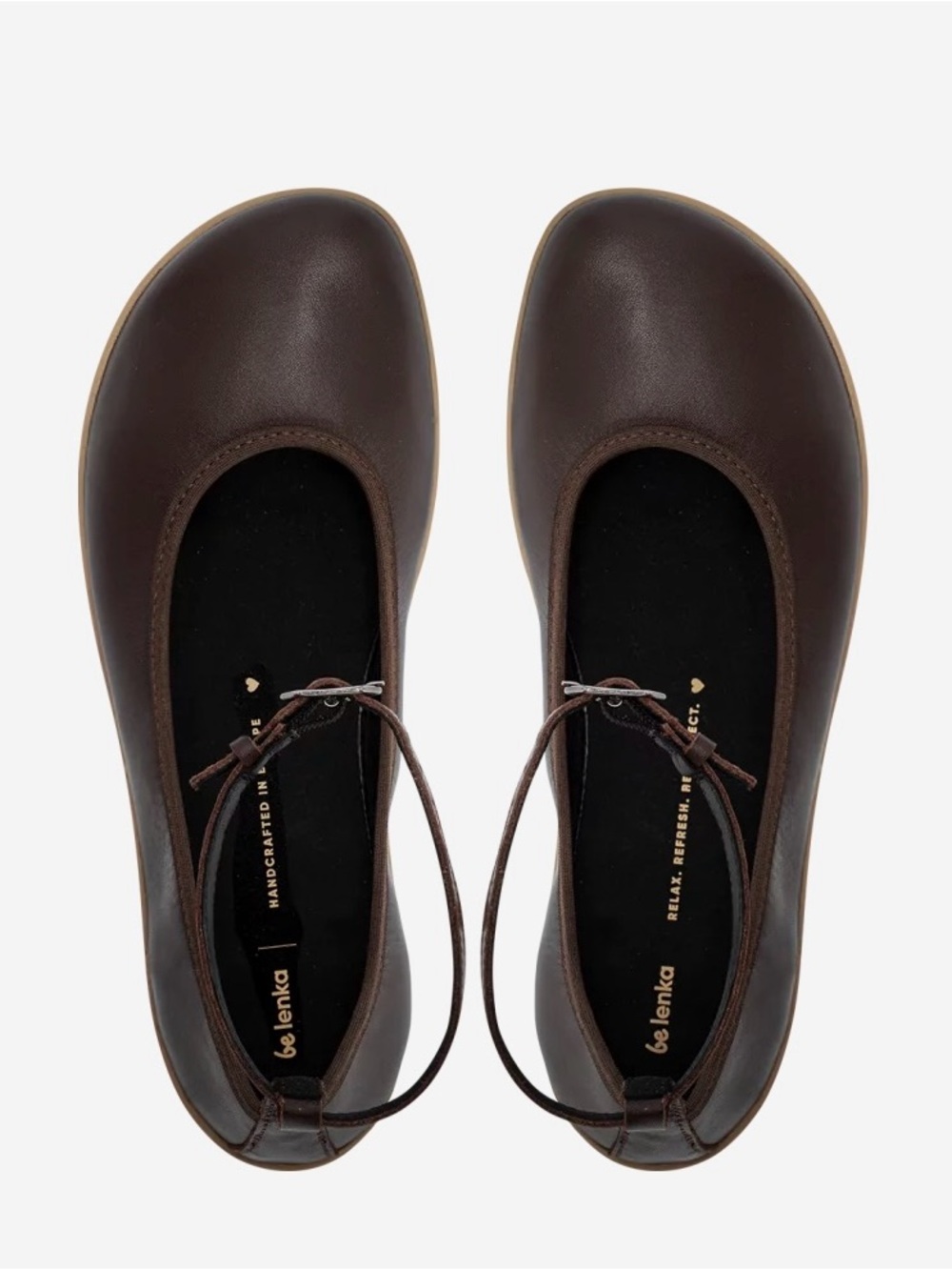 Be Lenka FLORENCE Dark Brown Leather Ballet Flat with Ankle-Strap - Picture 4 of 14